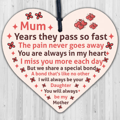 Mum Garden Memorial Gift Wooden Heart Grave Plaque Gifts For Mum In Memory Sign