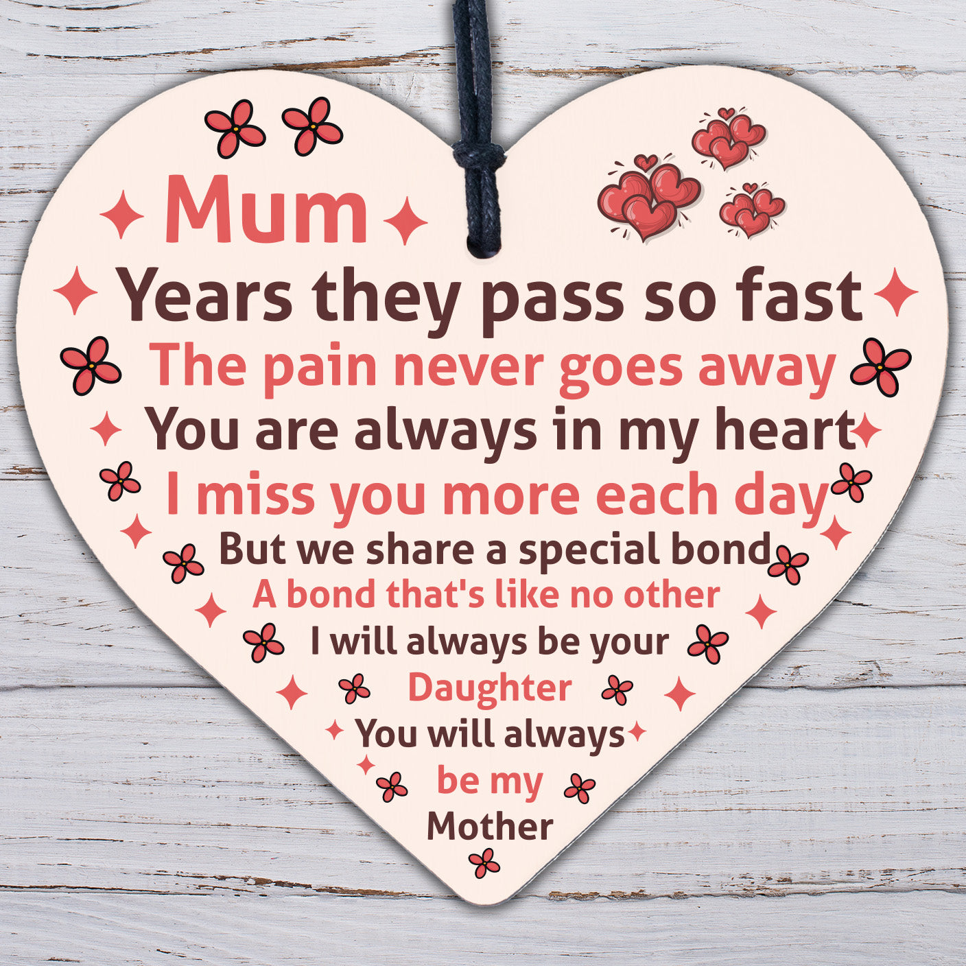 Mum Garden Memorial Gift Wooden Heart Grave Plaque Gifts For Mum In Memory Sign