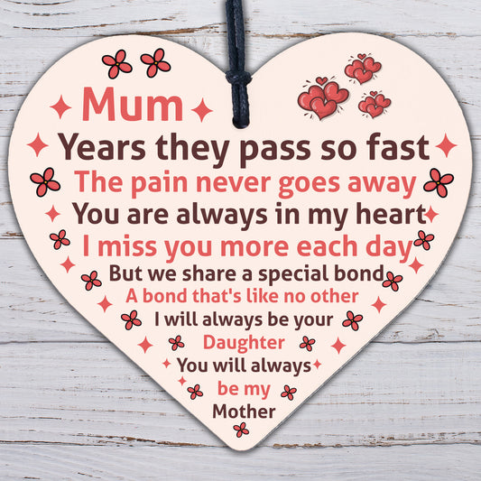 Mum Garden Memorial Gift Wooden Heart Grave Plaque Gifts For Mum In Memory Sign