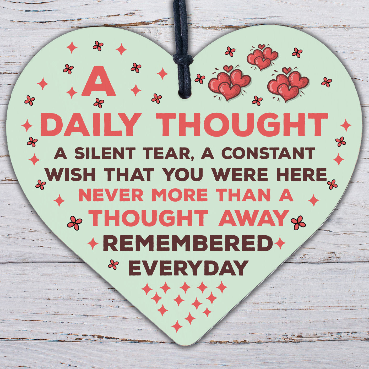 Mum Dad Grandad Nan Memorial Birthday Christmas Wood Heart Ornament Keepsake