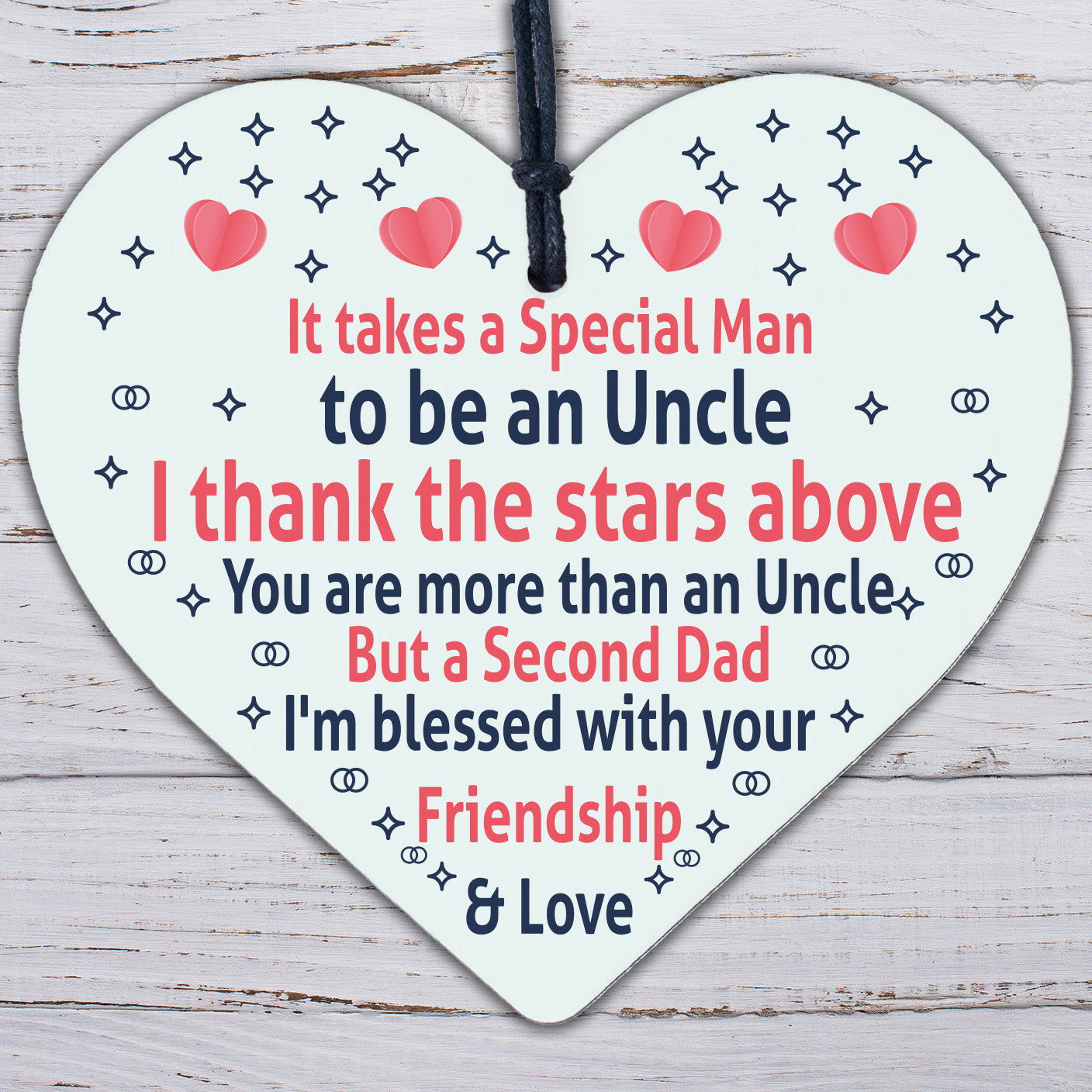 THANK YOU Uncle Gifts For Uncles Birthday Wooden Heart Uncle Christmas Gift Sign