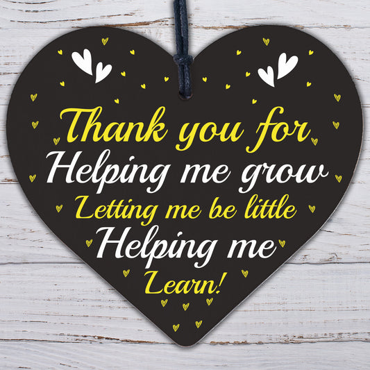 Nursery Preeschool Teacher Teaching Assistant Gift Wood Heart Thank You Present