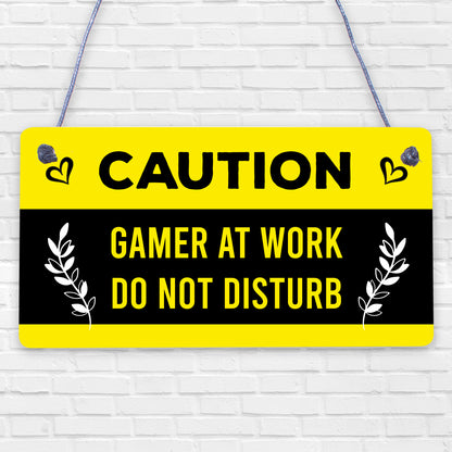 Gaming Funny Caution Bedroom Sign Games Room Gamer Gift For Boys Brother Son