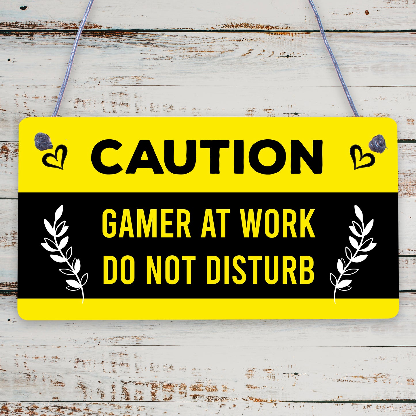 Gaming Funny Caution Bedroom Sign Games Room Gamer Gift For Boys Brother Son