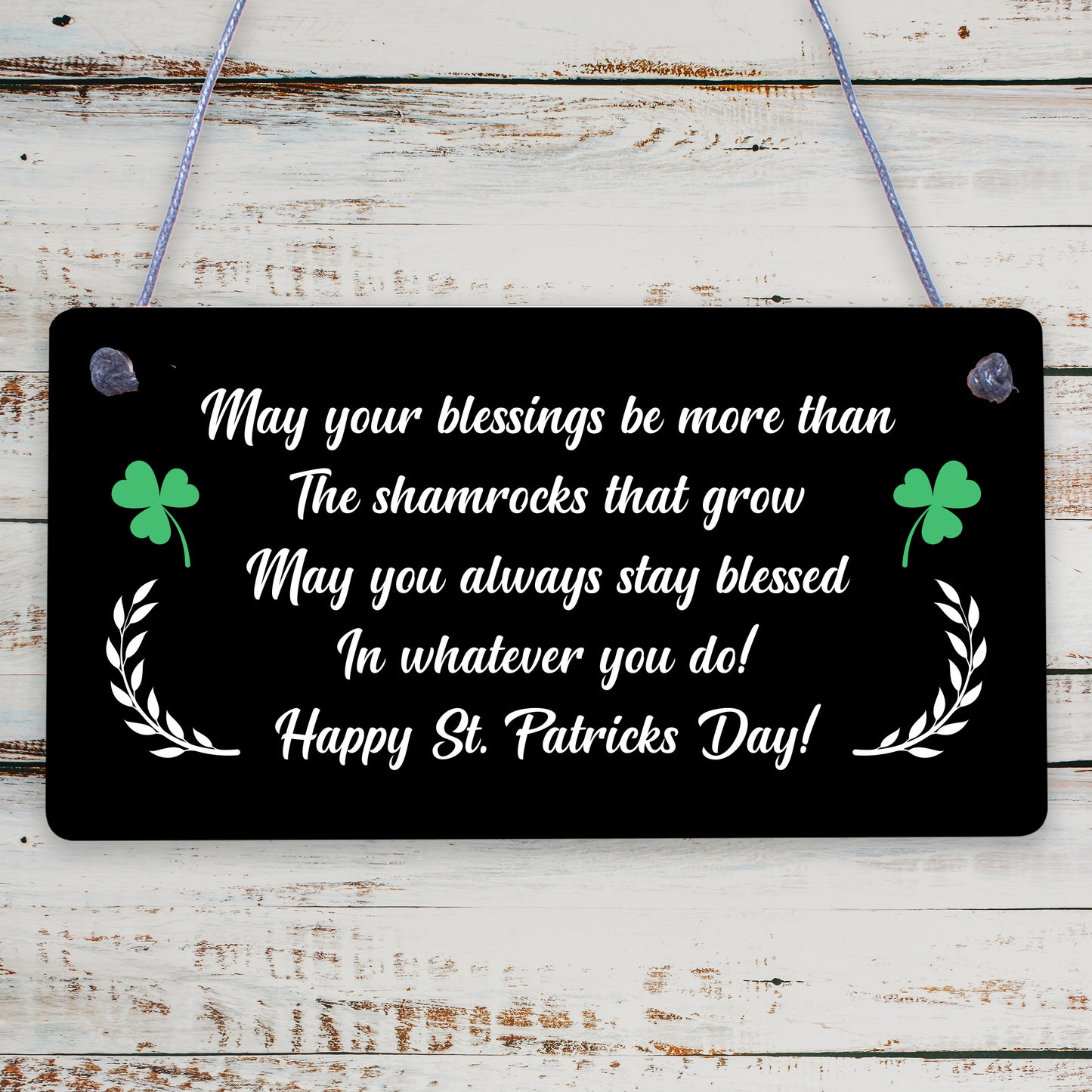 Novelty St Patricks Day Hanging Sign Irish Blessing Lucky Friendship Gifts