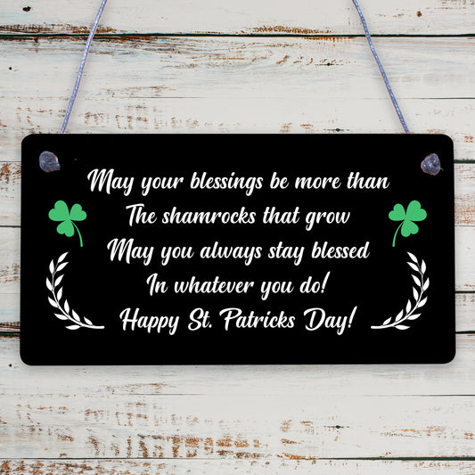 Novelty St Patricks Day Hanging Sign Irish Blessing Lucky Friendship Gifts