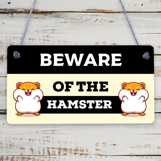 Beware Of The Hamster Novelty Wooden Hanging Shabby Chic Plaque Hamsters Sign