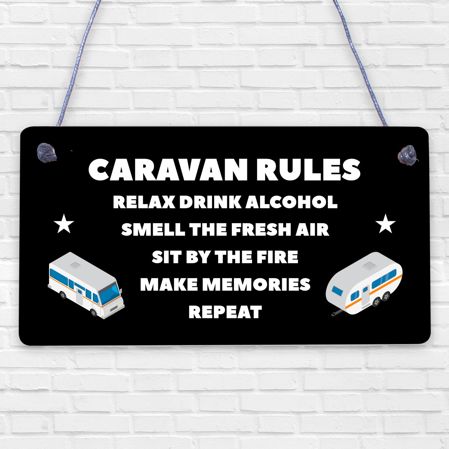 Funny Novelty Caravan Rules Hanging Wall Plaque Home Decor Garden Sign