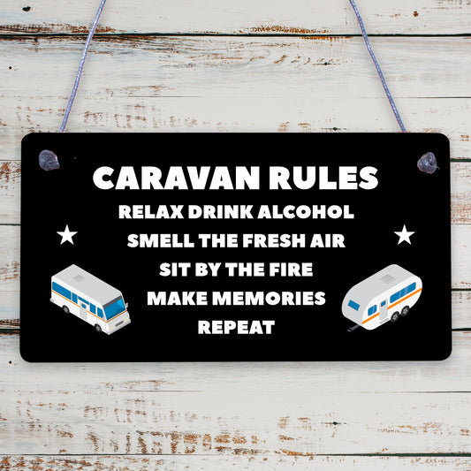 Funny Novelty Caravan Rules Hanging Wall Plaque Home Decor Garden Sign