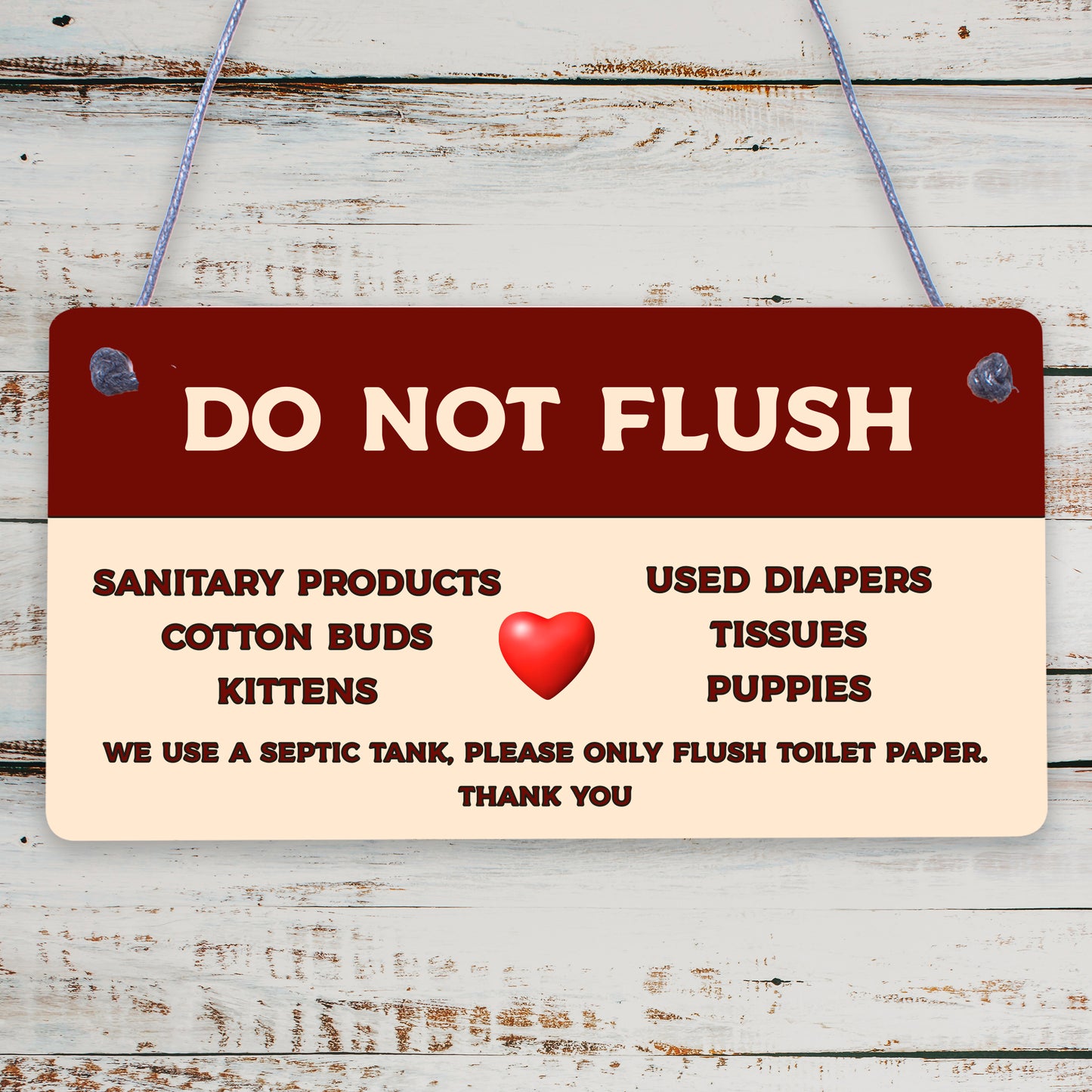 Do Not Flush Septic Tank Hanging Plaque Bathroom Wall Door Toilet Thank You Sign