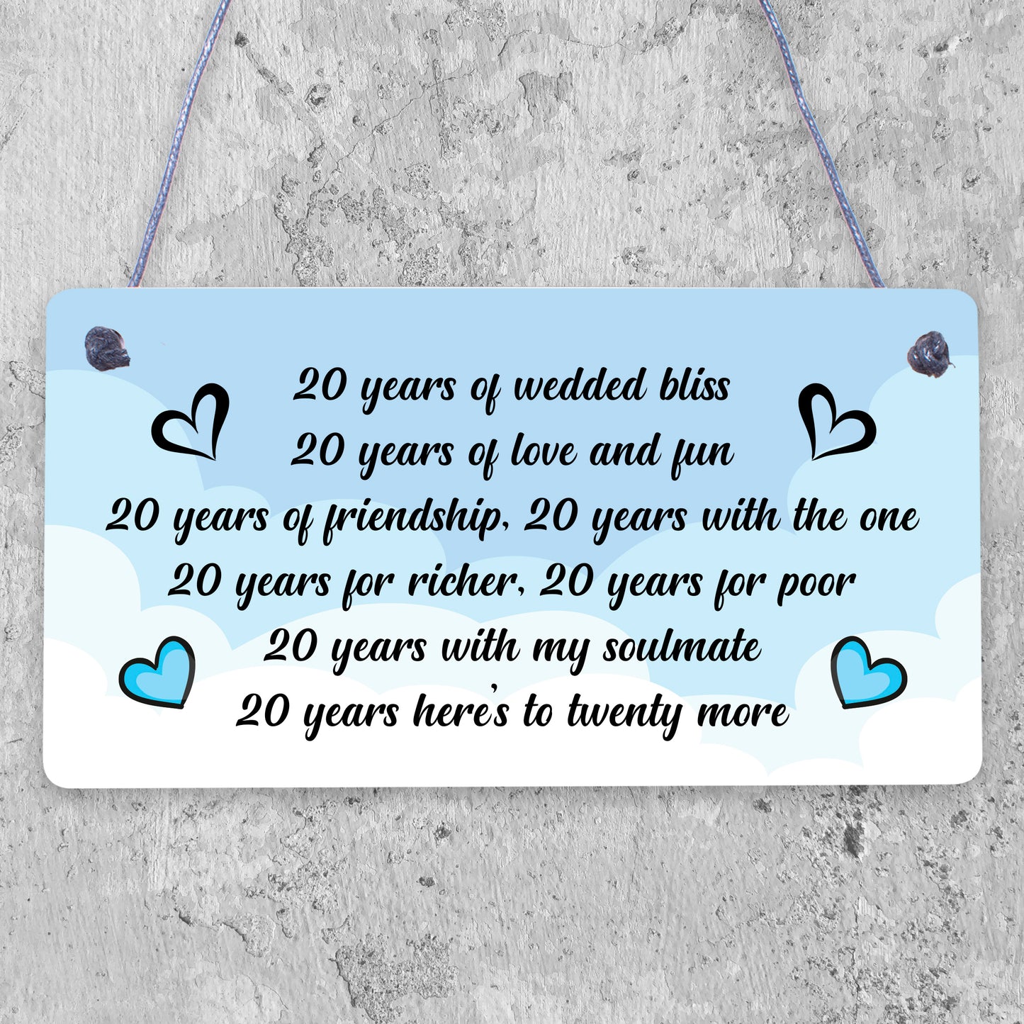 20th Wedding Anniversary Card Gift For Husband Wife Twenty Year Anniversary Gift