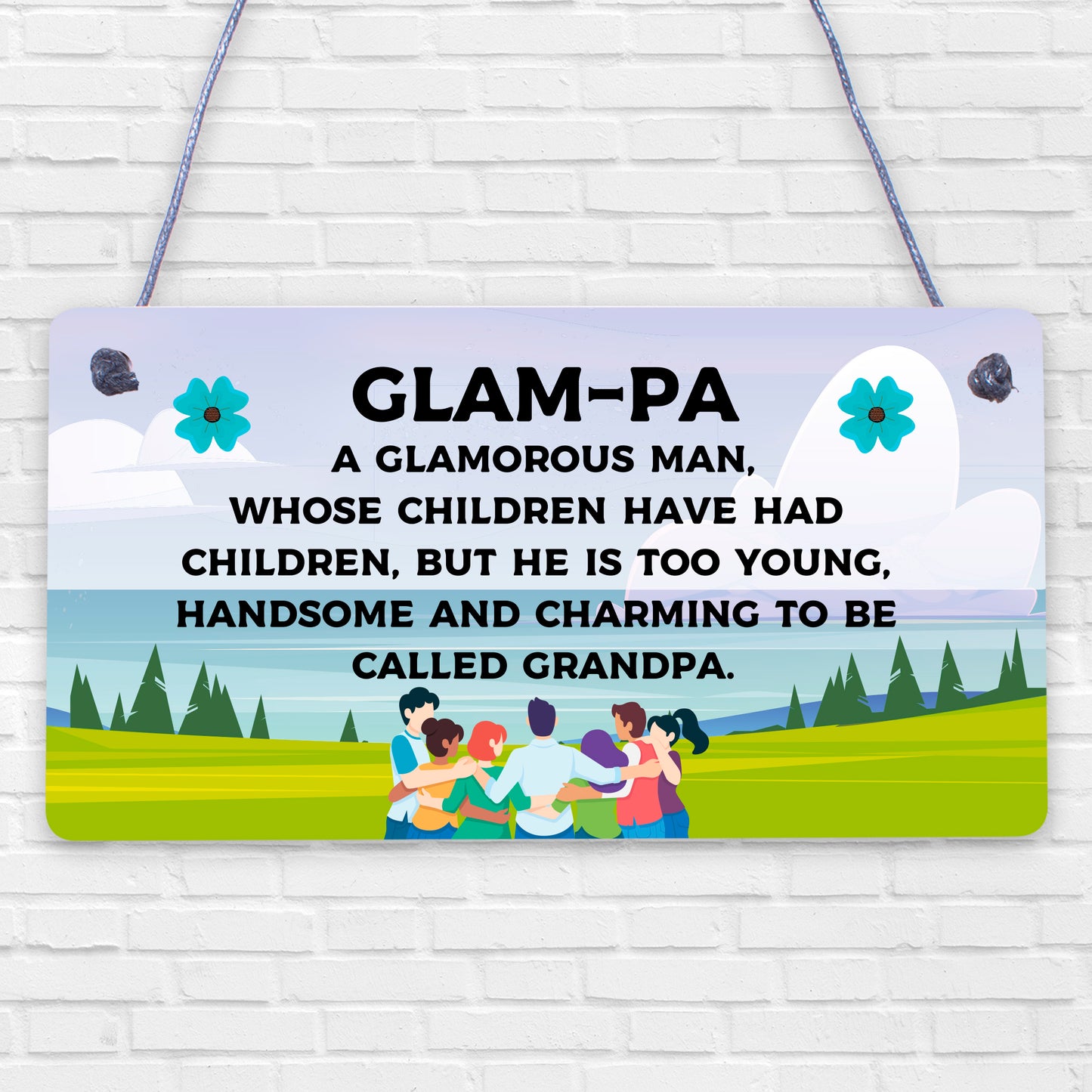 Glam-Pa Fabulous Grandpa Love Gift Wooden Hanging Plaque Grandad Birthday Gift