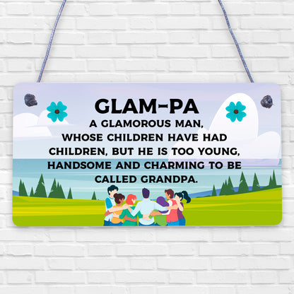 Glam-Pa Fabulous Grandpa Love Gift Wooden Hanging Plaque Grandad Birthday Gift