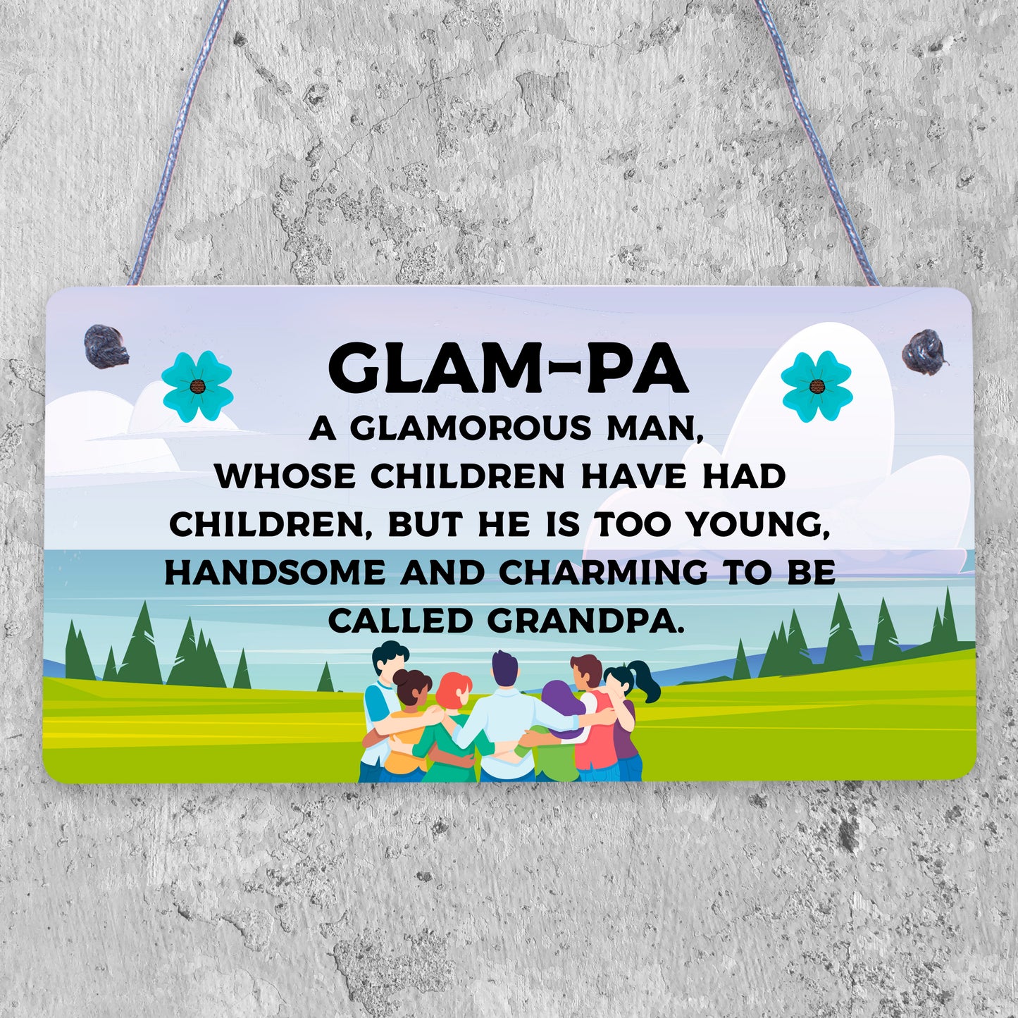 Glam-Pa Fabulous Grandpa Love Gift Wooden Hanging Plaque Grandad Birthday Gift