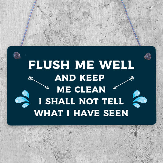 Toilet Flush Me Well Sign Funny Novelty Loo Door Hanging Home Gift Bathroom