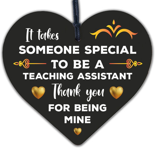 Handmade Thank You Teaching Assistant Gift Wooden Heart Leaving School Gift