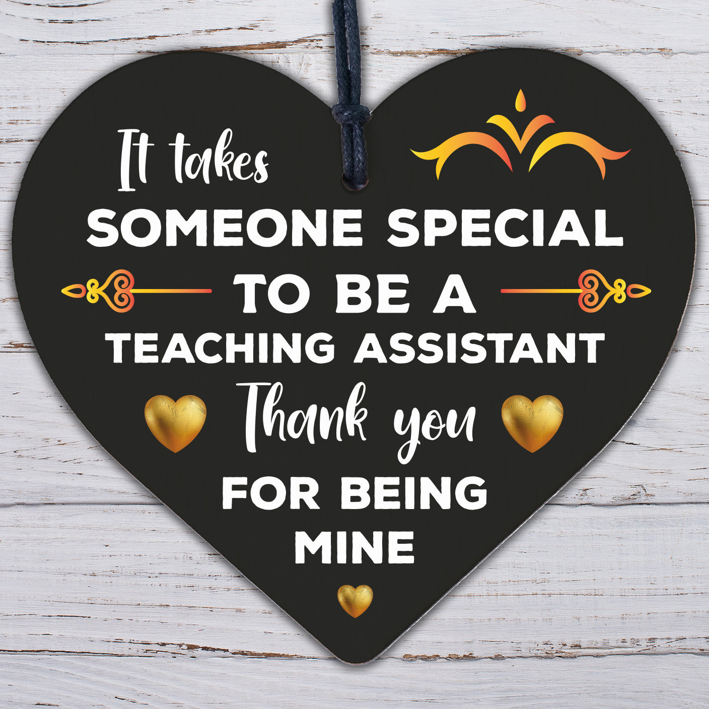 Handmade Thank You Teaching Assistant Gift Wooden Heart Leaving School Gift