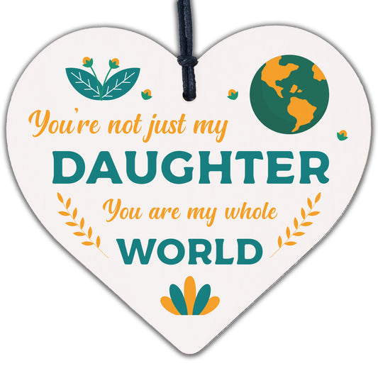 My Whole World Hanging Heart Plaque Mum Dad Daughter Love Gift Thank You Present