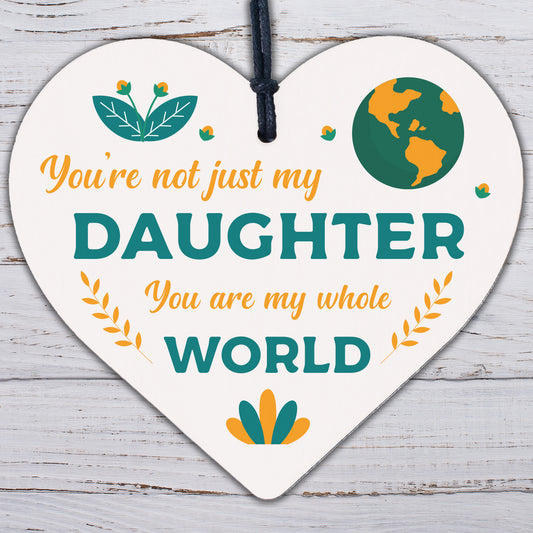 My Whole World Hanging Heart Plaque Mum Dad Daughter Love Gift Thank You Present