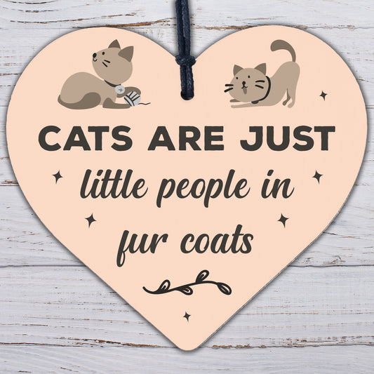 Cats Fur Coats Wood Heart Sign Cute FUNNY GIFT Idea Animal Lover Hanging Plaque