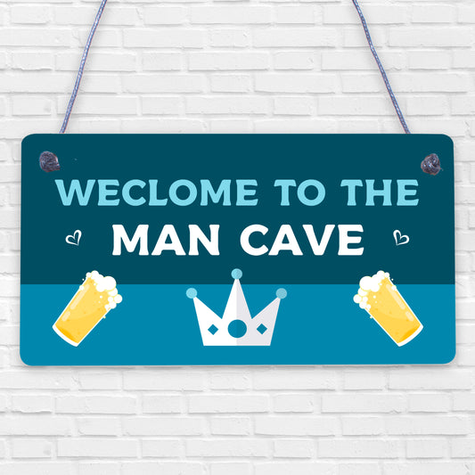 Man Cave Engraved Hanging Plaque Gift For Him Home Bar Garage Shed Signs