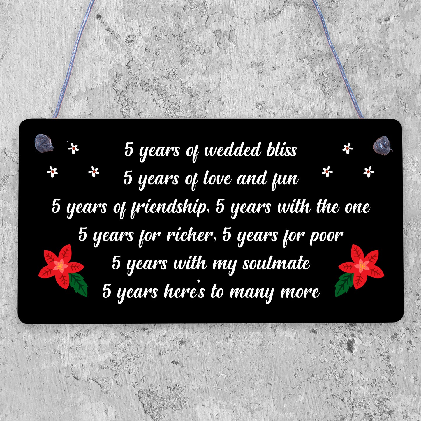 5th Wedding Anniversary Card Gift For Husband Wife Five Year Anniversary Gift