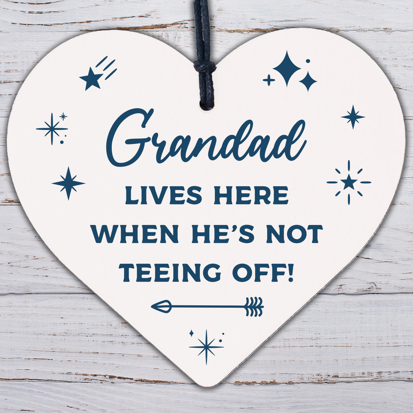 Grandad Lives Here When Hes Teeing Off Golf Sign Wooden Hanging Heart Sign Gift