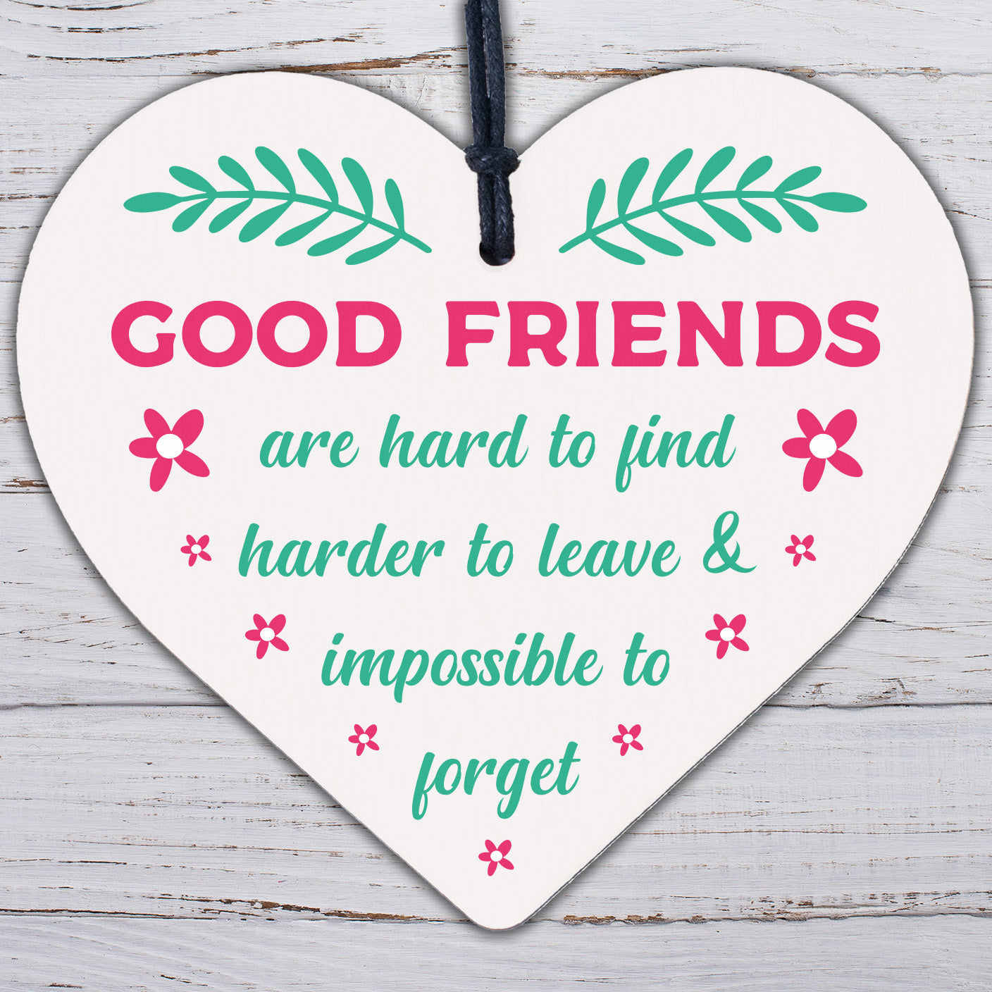 Best Friends Friendship Gift Handmade Wooden Heart Chic Plaque Keepsake Birthday