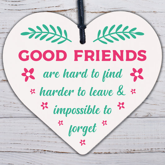 Best Friends Friendship Gift Handmade Wooden Heart Chic Plaque Keepsake Birthday