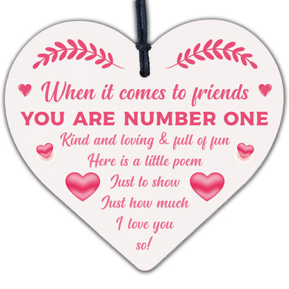 Friendship Quote Wooden Heart Plaque Sign Birthday Gift Best Friend Thank You