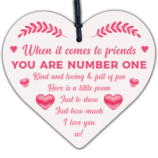 Friendship Quote Wooden Heart Plaque Sign Birthday Gift Best Friend Thank You