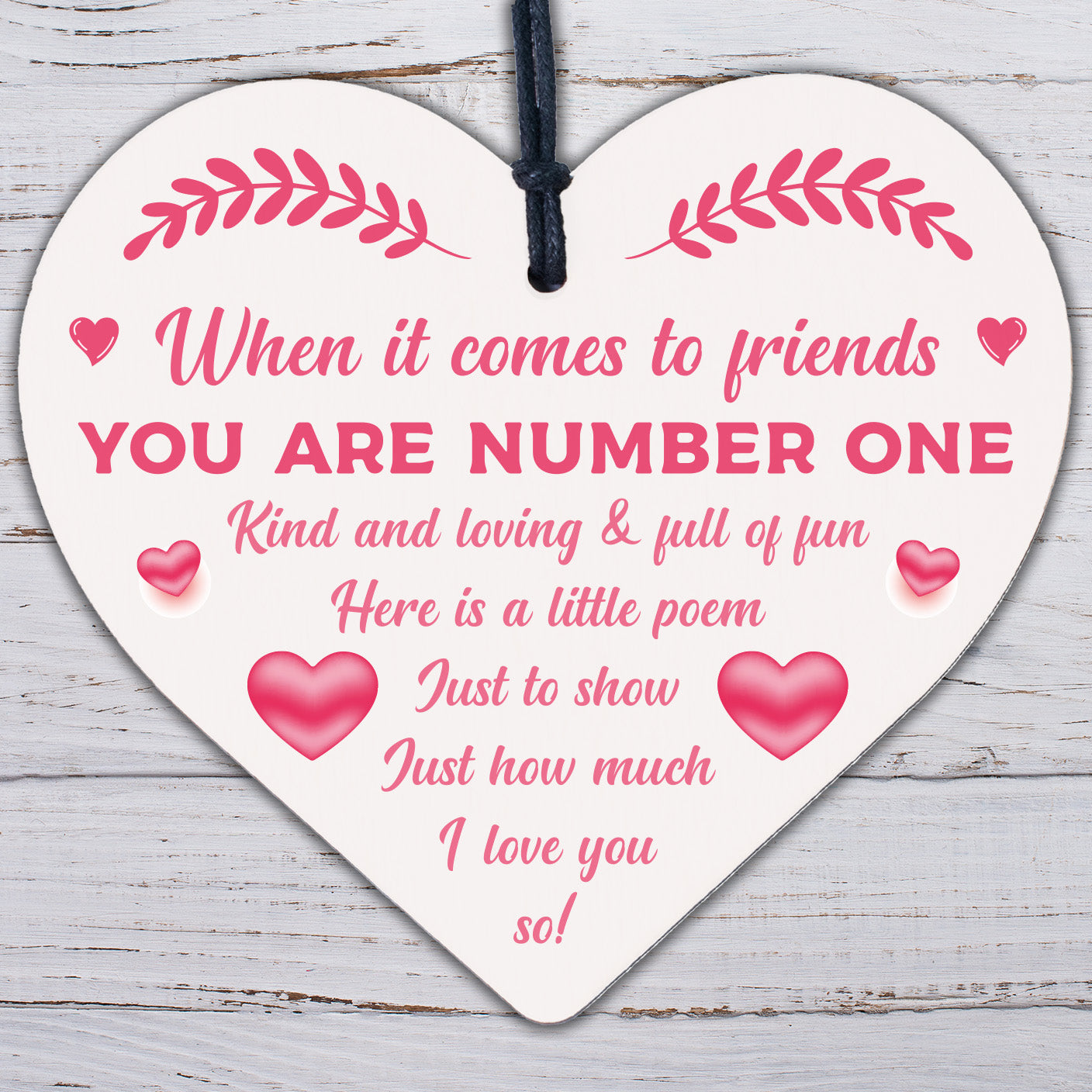 Friendship Quote Wooden Heart Plaque Sign Birthday Gift Best Friend Thank You