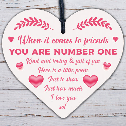 Friendship Quote Wooden Heart Plaque Sign Birthday Gift Best Friend Thank You