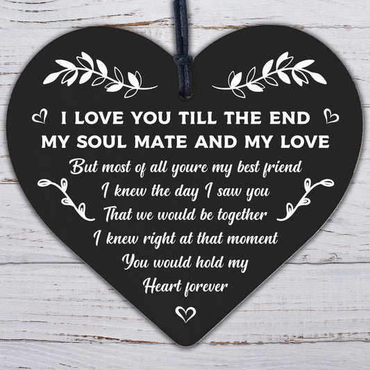 Anniversary Gift For Husband Wife Boyfriend Girlfriend Wooden Heart Thank You