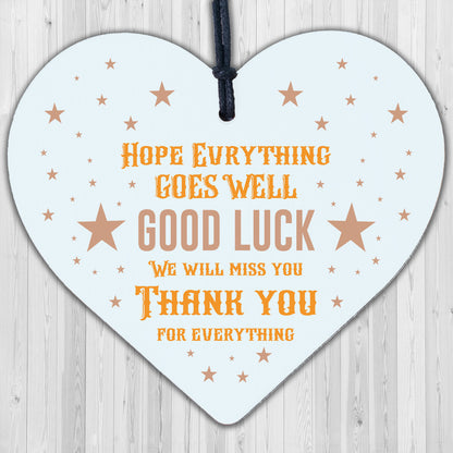 Good Luck Colleague Friend Teacher Work New Job Gift Engraved Wood Sign Present