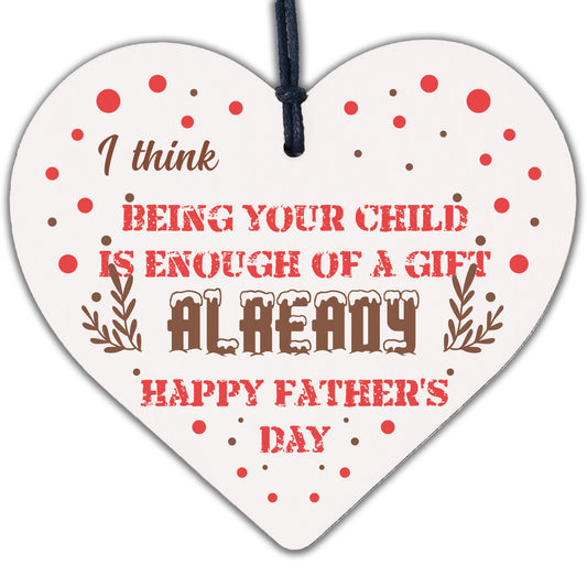 Fathers Day Funny Gifts Wooden Heart Sign Present From Daughter Son Fathers Day