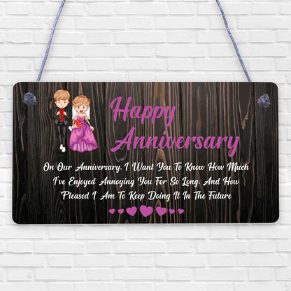 Anniversary Annoying Funny Marriage Couples Gift Hanging Plaque Wedding Sign