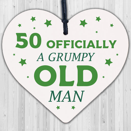 Rude 50th Birthday Funny Wooden Heart Birthday Gift For Dad Uncle Gift For Him