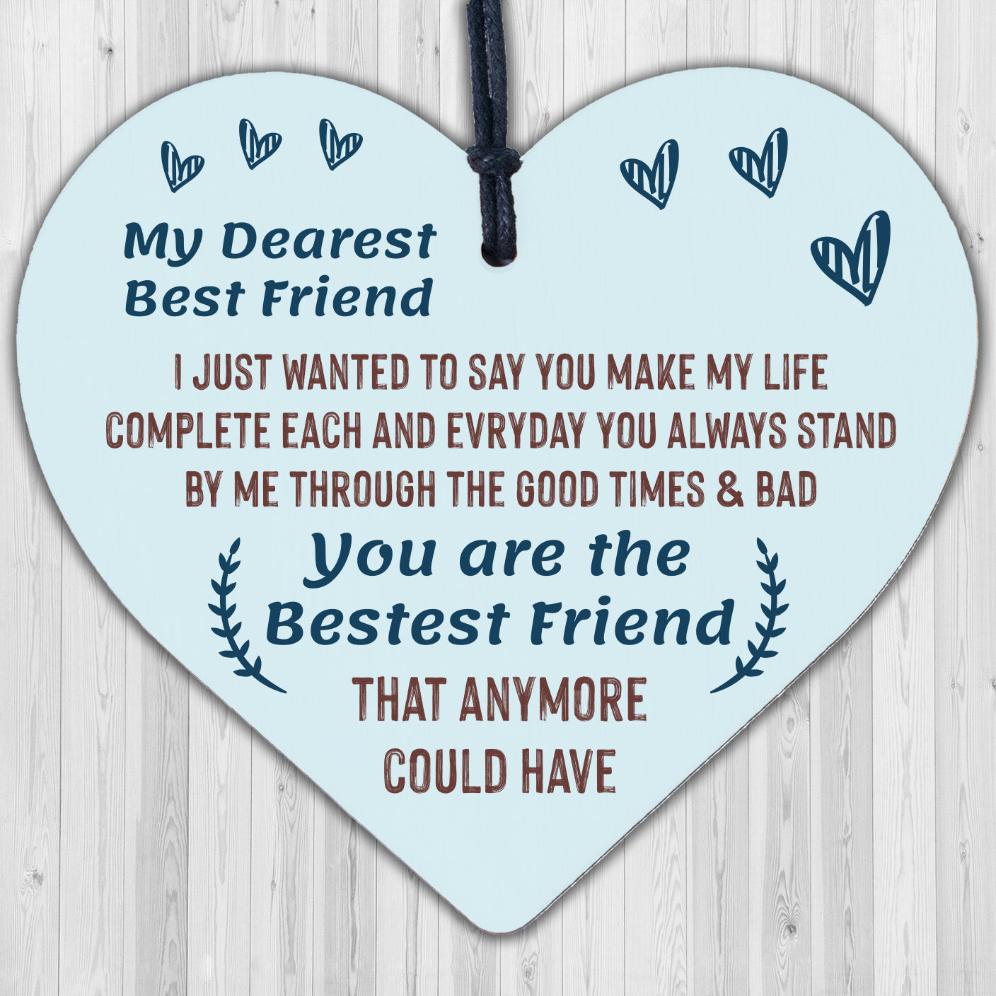 Friendship Gifts Friendship Plaque Wooden Heart Thank You Gift For Best Friend