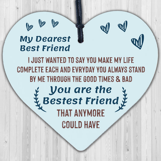 Friendship Gifts Friendship Plaque Wooden Heart Thank You Gift For Best Friend