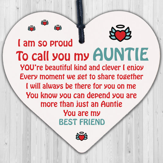 THANK YOU Auntie Christmas Gift Wood Heart Plaque Sister Birthday Gifts For Her