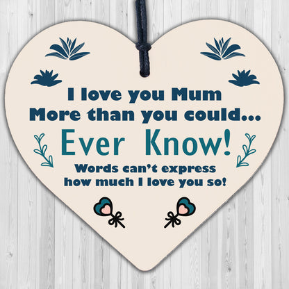 I Love You Mum Gift Engraved Heart Mothers Day Birthday Thank You Gift