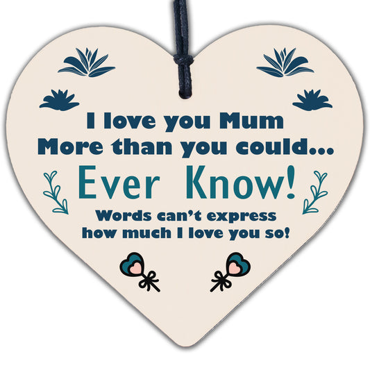 I Love You Mum Gift Engraved Heart Mothers Day Birthday Thank You Gift