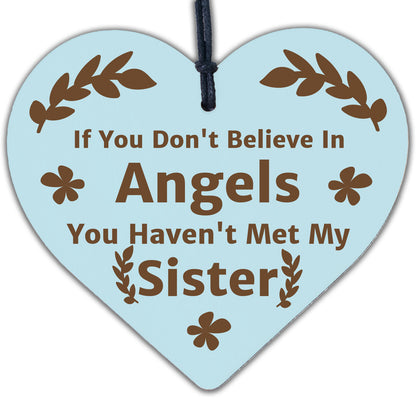 My Sister An Angel Wooden Hanging Heart Cute Love Heart Plaque Grandma Gift Sign