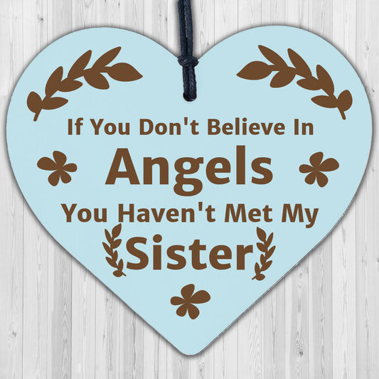 My Sister An Angel Wooden Hanging Heart Cute Love Heart Plaque Grandma Gift Sign