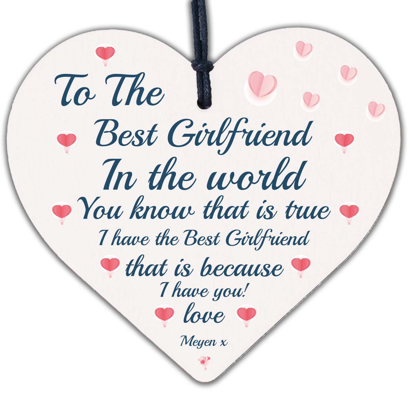 Best Girlfriend Gift Wood Heart Girlfriend Birthday Christmas Anniversary Gift