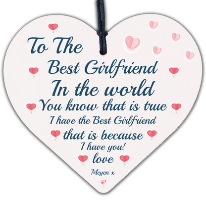 Best Girlfriend Gift Wood Heart Girlfriend Birthday Christmas Anniversary Gift