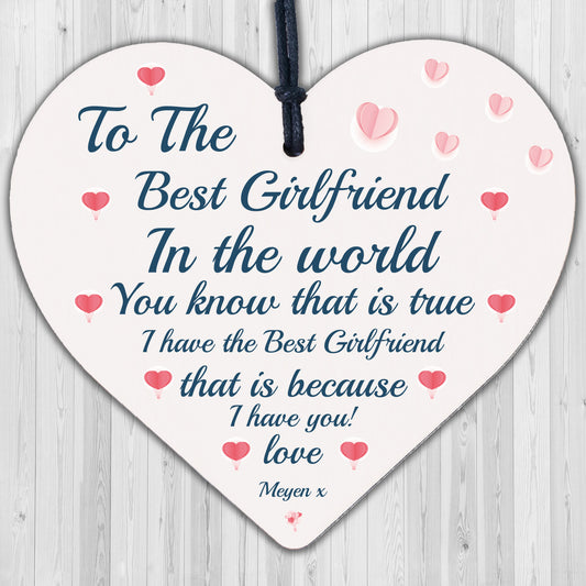 Best Girlfriend Gift Wood Heart Girlfriend Birthday Christmas Anniversary Gift