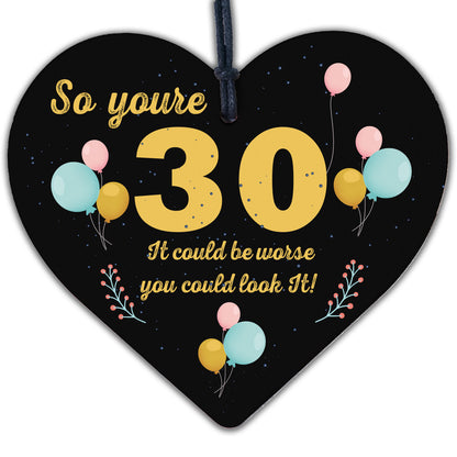 Funny 30th 40th 50th Birthday Gifts Novelty Wood Heart Friend Dad Brother Sister