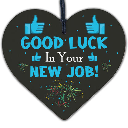 Colleague Leaving Gift Good Luck New Job Wooden Heart Plaque Friendship Gift